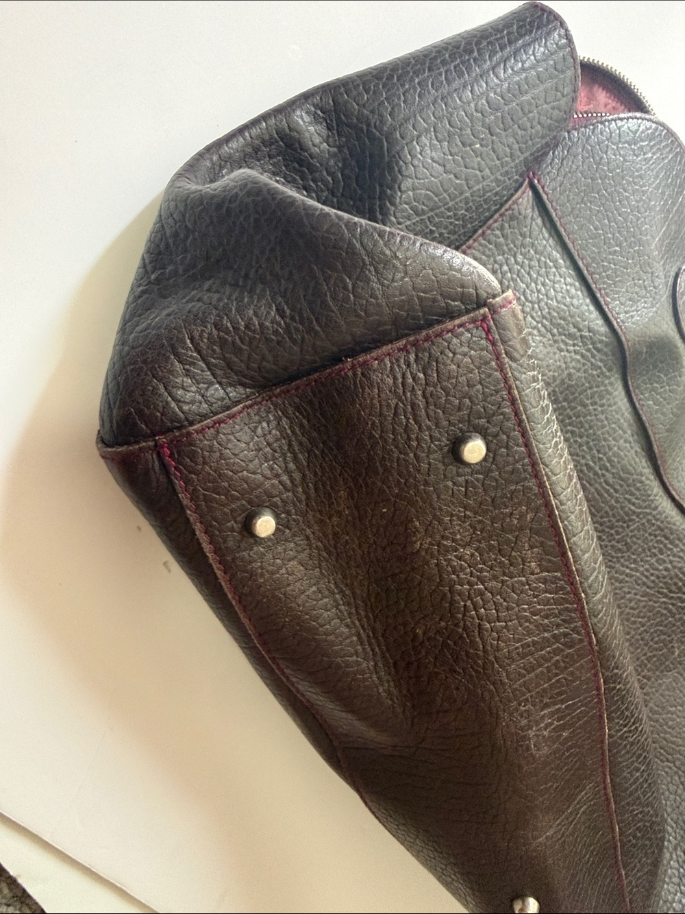 Furla Dark Brown Leather Satchel with Red Tassel - Picture 8 of 9